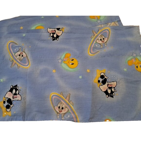 Vintage Baby Looney Tunes Window Valance Blue Nursery Bugs Bunny Cartoon 68x13 - Picture 2 of 5